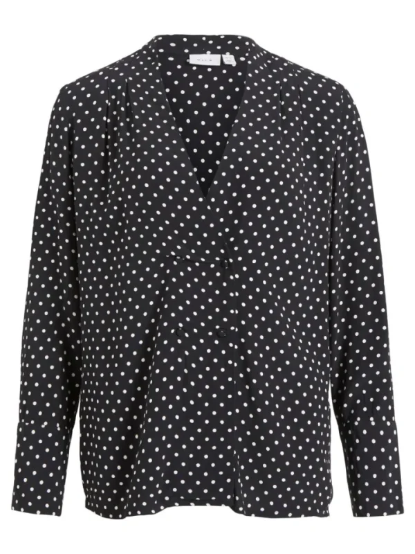 Vila Shirts & Blouses<Aina V-Neck Shirt (Black with cloud dot)