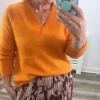 Ichi Jumpers & Cardigans<Amara V-Neck Jumper (Orange Pepper)