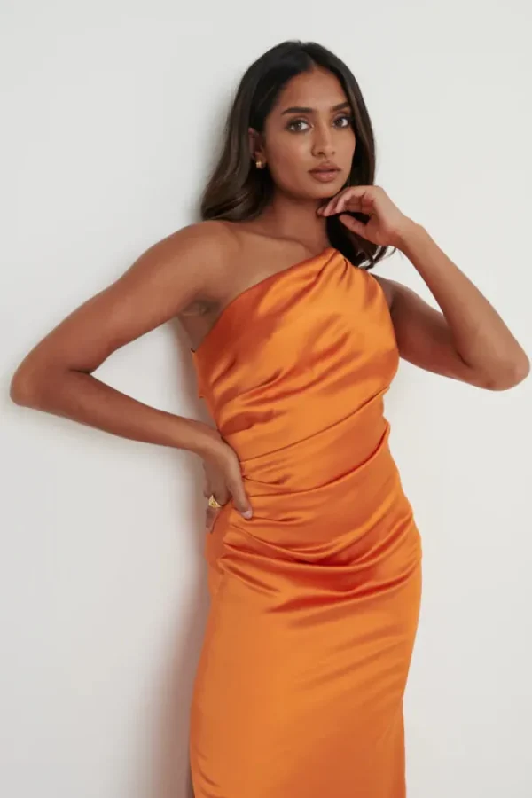 Pretty Lavish Occasionwear | Dresses<Amelia One Shoulder Ruched Satin Dress