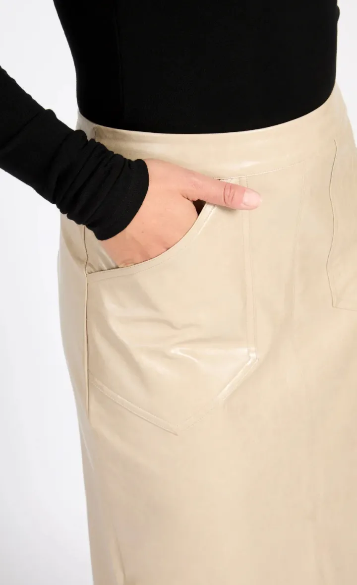 amie_cracked_faux_leather_2.webp Little Mistress Skirts<Amie Cracked Faux Leather Skirt (Oatmeal)