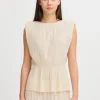 Ichi Co-Ords<Ana Plisse Sleeveless Top (Almond Milk)