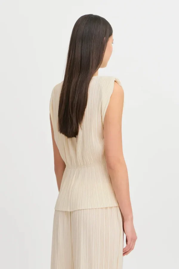 Ichi Co-Ords<Ana Plisse Sleeveless Top (Almond Milk)