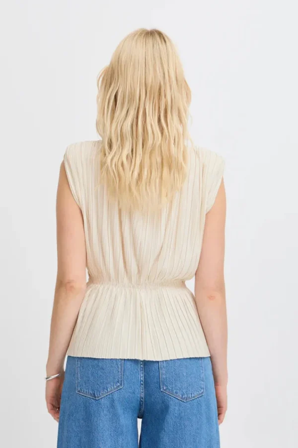 Ichi Co-Ords<Ana Plisse Sleeveless Top (Almond Milk)