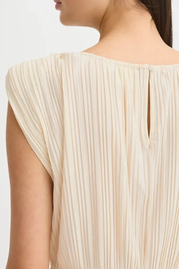 Ichi Co-Ords<Ana Plisse Sleeveless Top (Almond Milk)