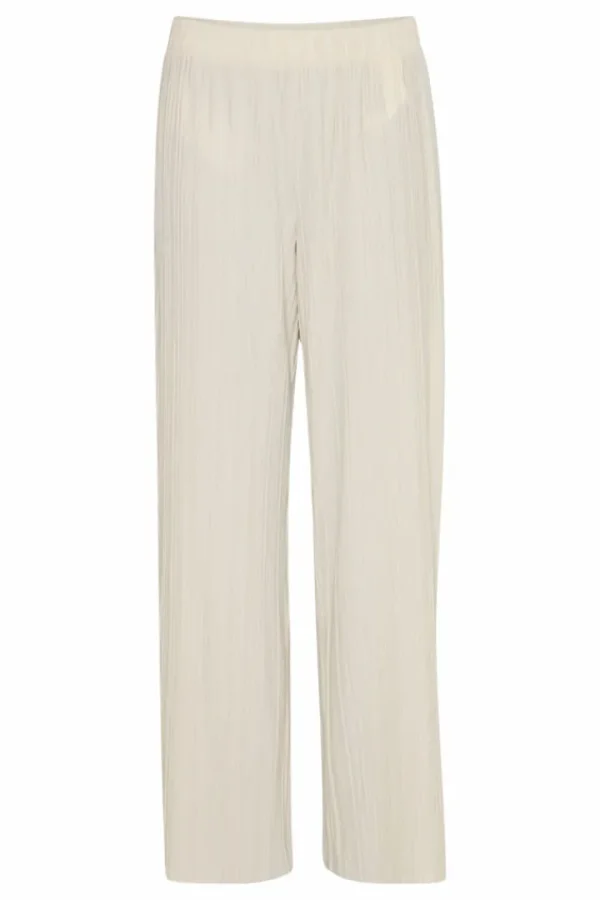 Ichi Pants | Co-Ords<Ana Wide Leg Plisse Pants (Almond Milk)