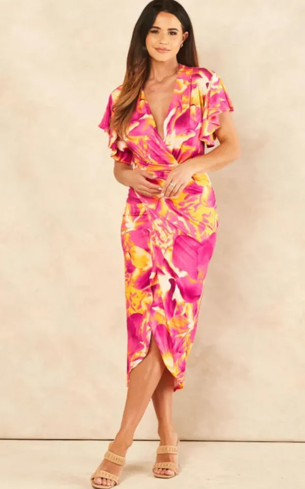 Wsl 10 Occasionwear<Angel Wrap Midi Dress (Orange flush)