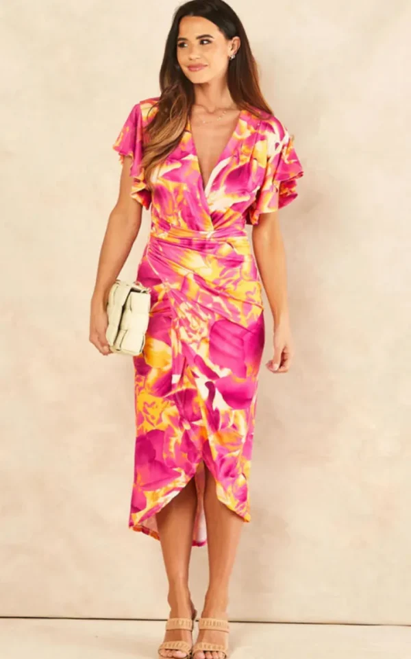 Wsl 10 Occasionwear<Angel Wrap Midi Dress (Orange flush)