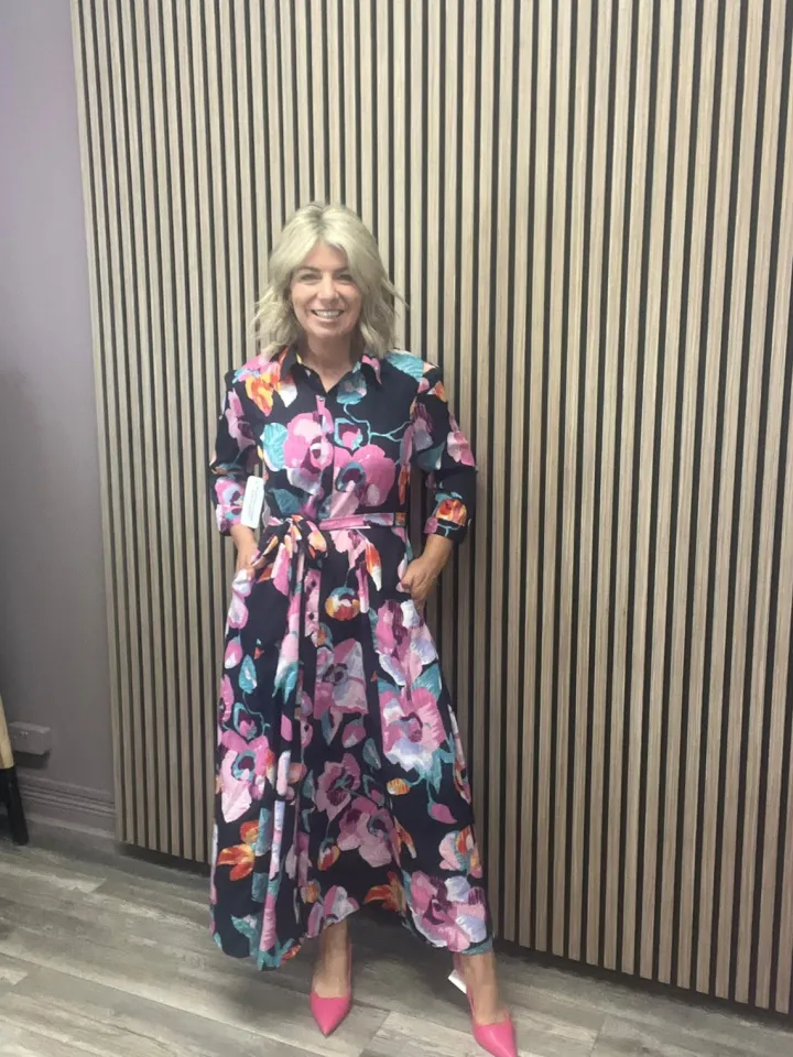 angela_floral_shirt_dress_1.webp Girl in Mind Occasionwear<ANGELA FLORAL SHIRT DRESS (NAVY/PURPLE)