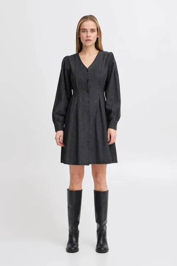 Ichi Dresses<Annabelle Denim Dress (Washed Black)