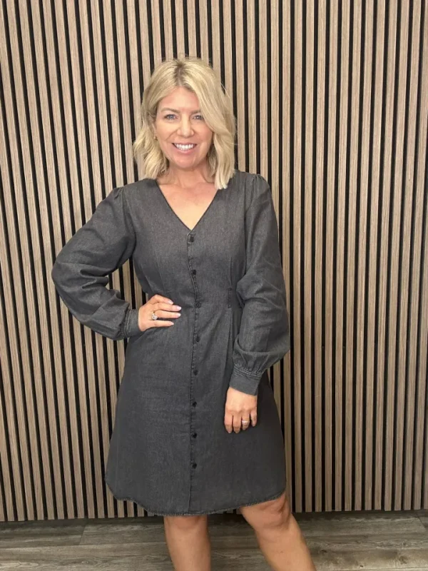 Ichi Dresses<Annabelle Denim Dress (Washed Black)