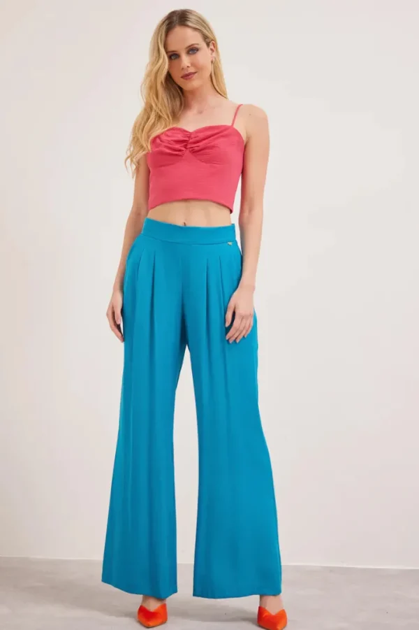 Enzzo Pants<ANNE WIDE LEG TROUSERS (TURQUOISE)