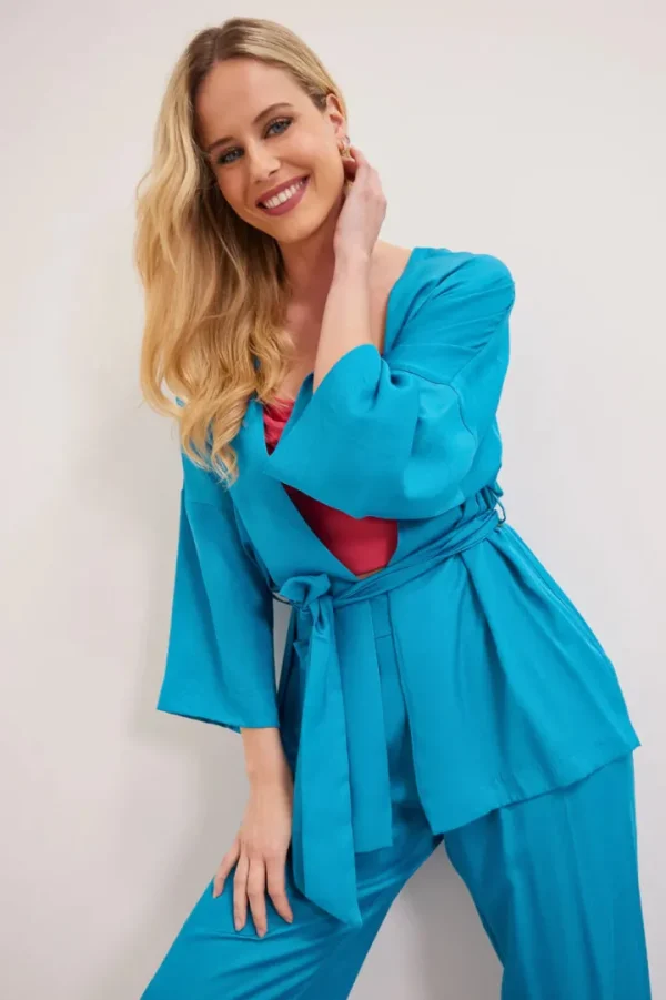 Enzzo Pants<ANNE WIDE LEG TROUSERS (TURQUOISE)