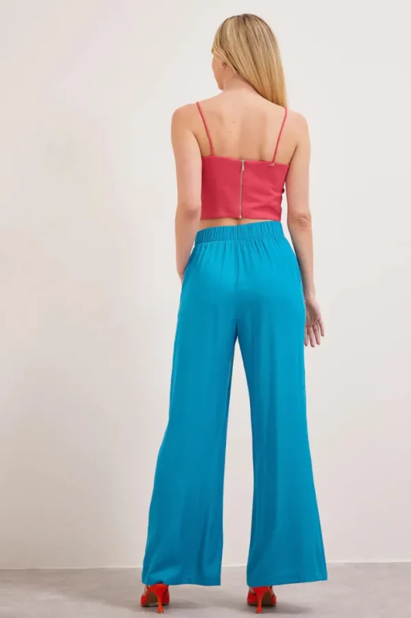 Enzzo Pants<ANNE WIDE LEG TROUSERS (TURQUOISE)