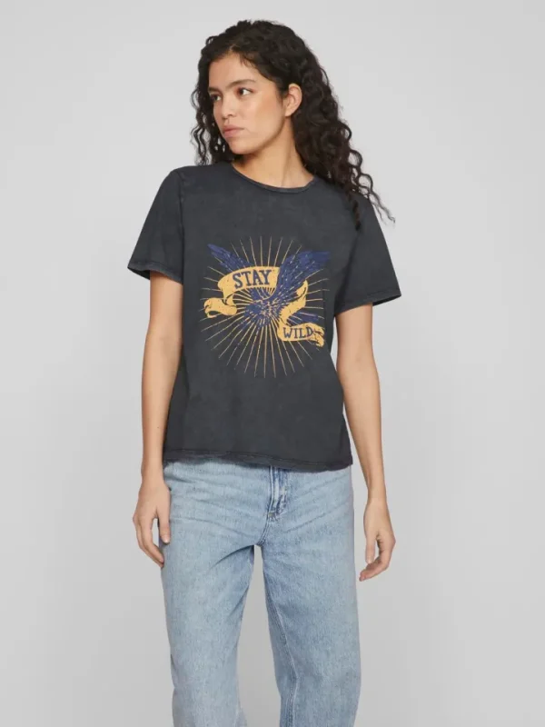 Vila T-Shirts<Arlow Slogan T-Shirt (Black)