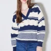 Ichi Jumpers & Cardigans<Ash V-Neck Jumper (Total Eclipse Strip)