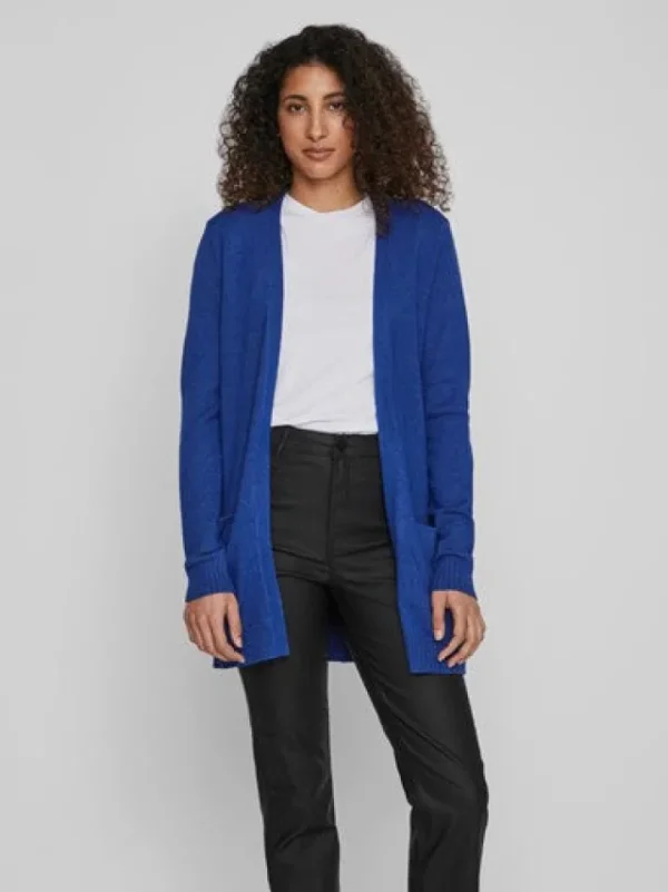 Vila Jumpers & Cardigans<ASHLEY OPEN KNIT CARDIGAN (FRENCH BLUE/ DARK MELAN)