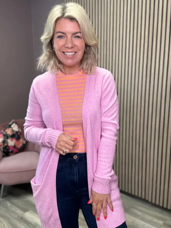 Vila Jumpers & Cardigans<ASHLEY OPEN KNIT CARDIGAN (PASTEL LAVENDER)