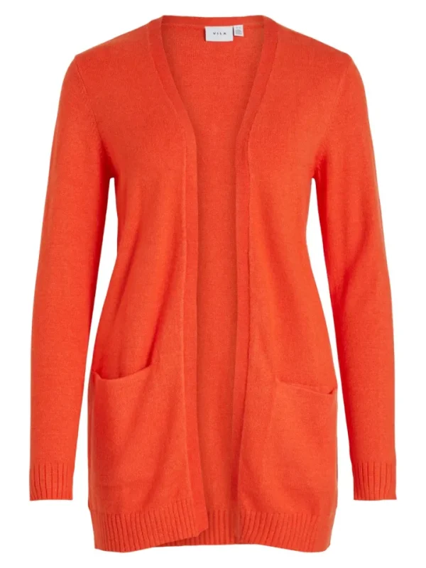 Vila Jumpers & Cardigans<Ashley Open Knit Cardigan (Tigerlily/DARK MELANGE)