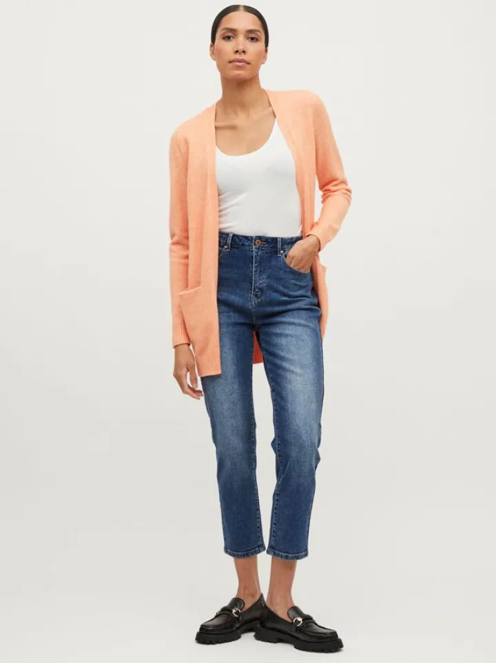 ashley_open_knit_cardigan_3-10.webp Vila Jumpers & Cardigans<Ashley Open Knit Cardigan (Tangerine)
