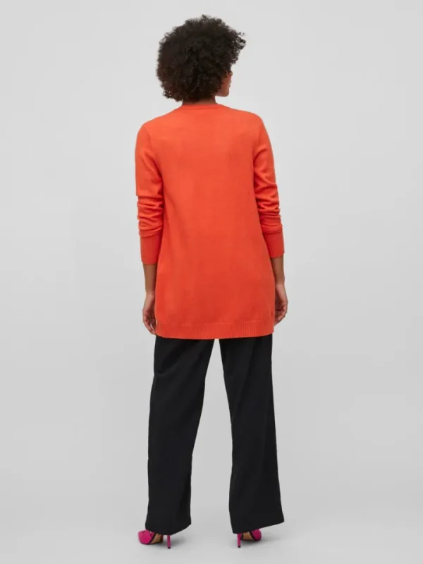 Vila Jumpers & Cardigans<Ashley Open Knit Cardigan (Tigerlily/DARK MELANGE)