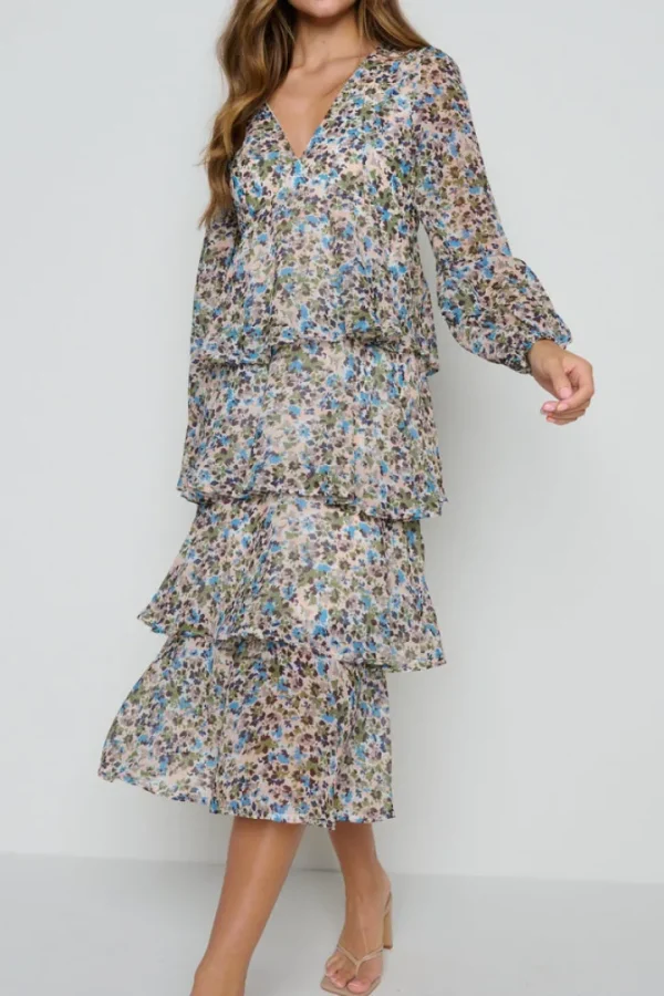 Pretty Lavish Occasionwear<Ashton Ruffle Midi Dress (Ditsy Floral)