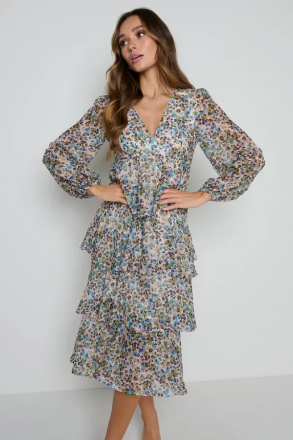 Pretty Lavish Occasionwear<Ashton Ruffle Midi Dress (Ditsy Floral)