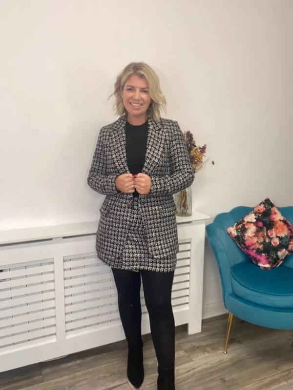 Minueto Jackets | Blazers<AUDREY BLAZER JACKET (GREY/MULTI)