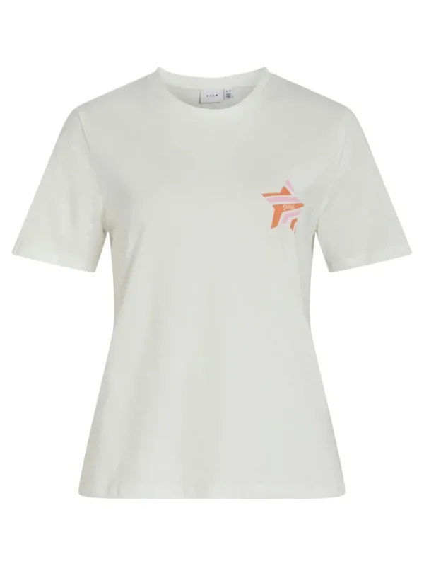 Vila T-Shirts<Ava T-Shirt (White/Pink/Orange Shine)