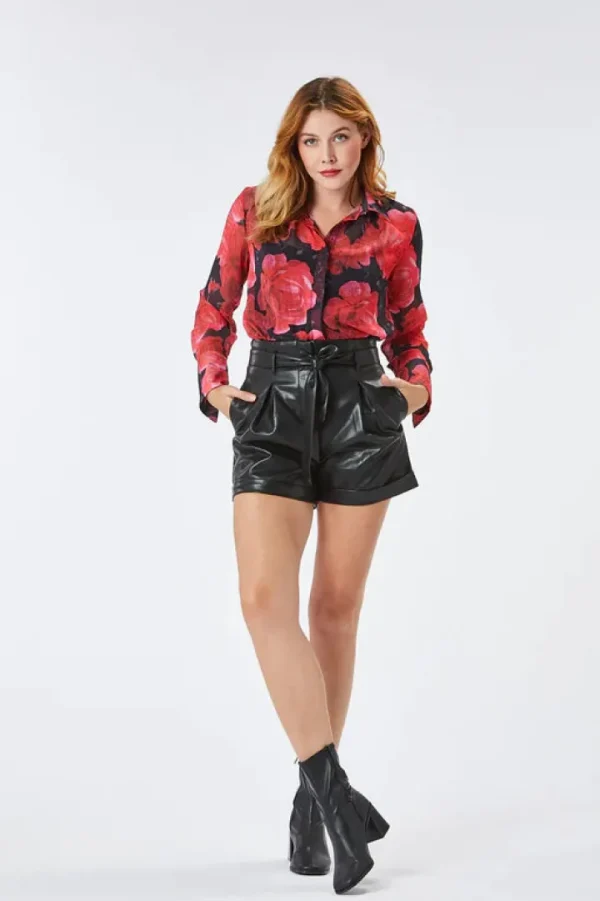 Zibi Shorts & Playsuits<Avena Faux Leather Shorts (Black)