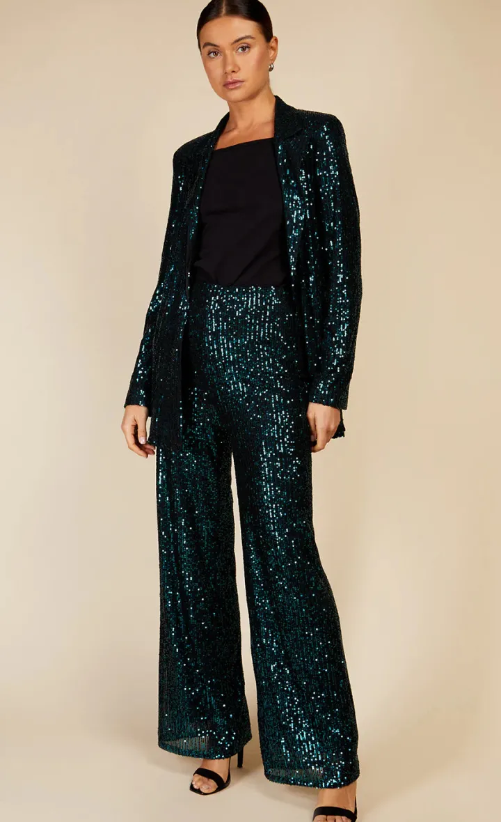 bailey_high_waisted_sequi_0.webp Little Mistress Pants<BAILEY HIGH WAISTED SEQUIN TROUSERS (GREEN)u