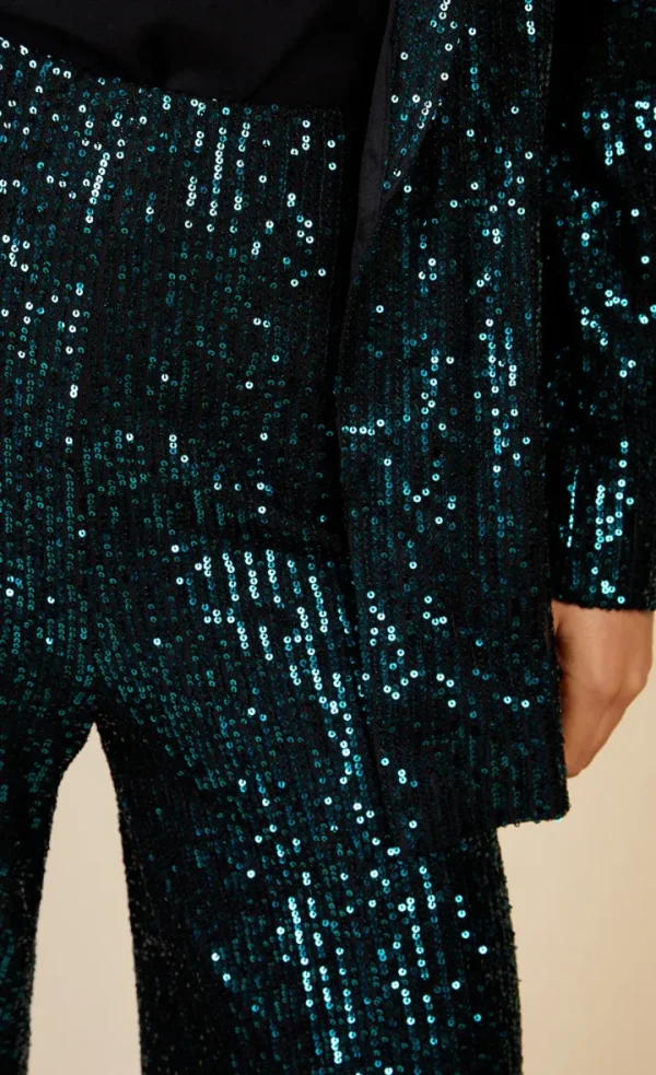 Little Mistress Pants<BAILEY HIGH WAISTED SEQUIN TROUSERS (GREEN)u