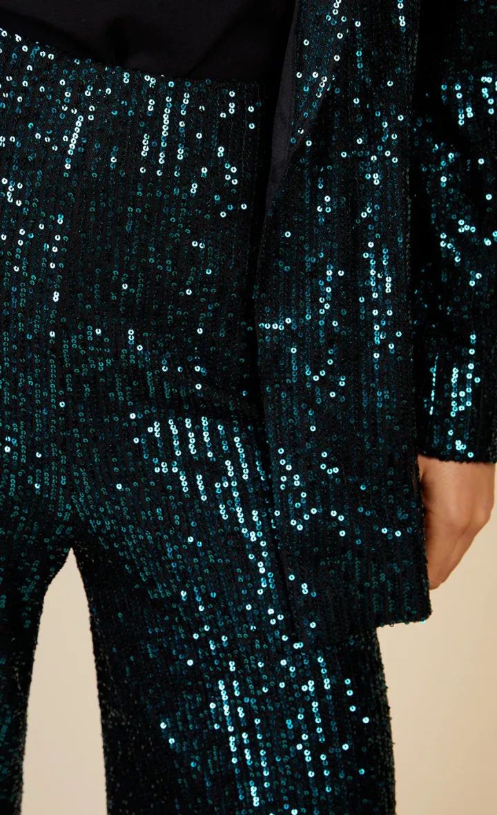 bailey_high_waisted_sequi_2.webp Little Mistress Pants<BAILEY HIGH WAISTED SEQUIN TROUSERS (GREEN)u