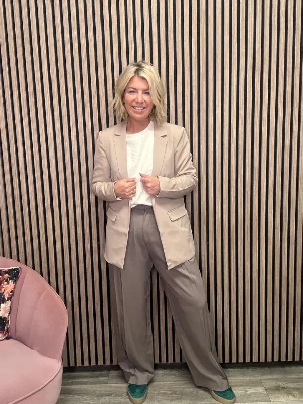 Pieces Coats | Blazers<Belinda Loose Blazer (Silver/Mink)