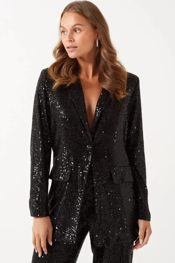 Wsl 2 Jackets | Coats<BELLE SEQUIN BLAZER (BLACK)