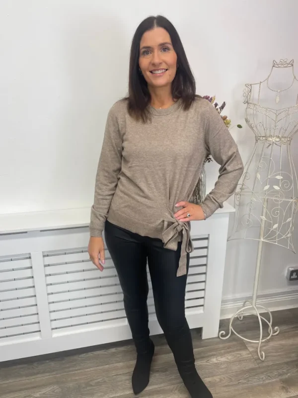 Vila Jumpers & Cardigans<BELLE TIE DETAIL JUMPER (BROWN LENTIL/ MELANGE)