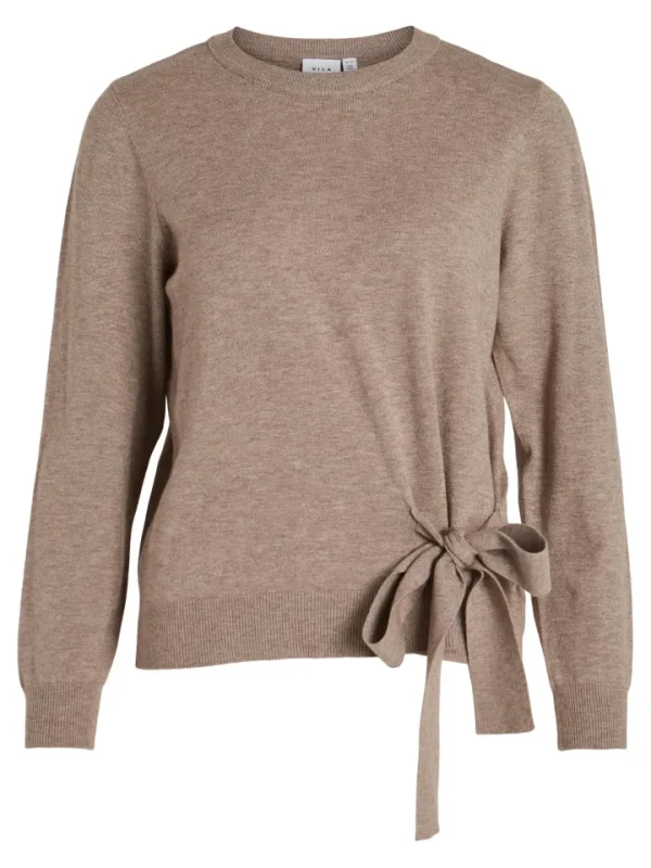 Vila Jumpers & Cardigans<BELLE TIE DETAIL JUMPER (BROWN LENTIL/ MELANGE)