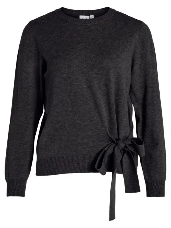 Vila Jumpers & Cardigans<BELLE TIE DETAIL JUMPER (DARK GREY)