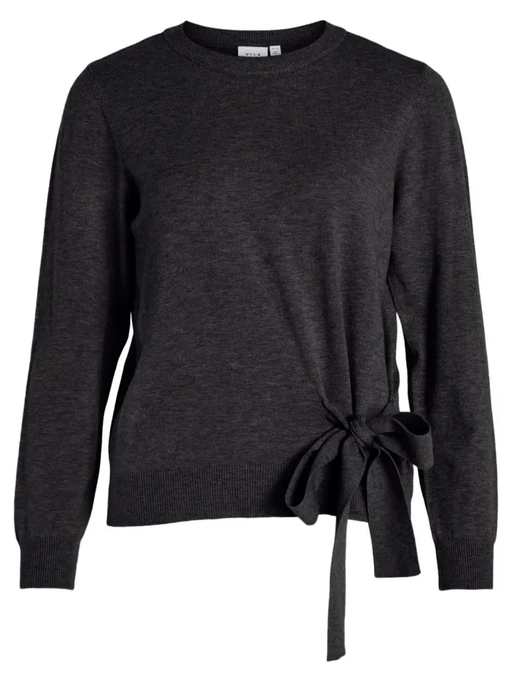 belle_tie_detail_jumper_d_1.webp Vila Jumpers & Cardigans<BELLE TIE DETAIL JUMPER (DARK GREY)
