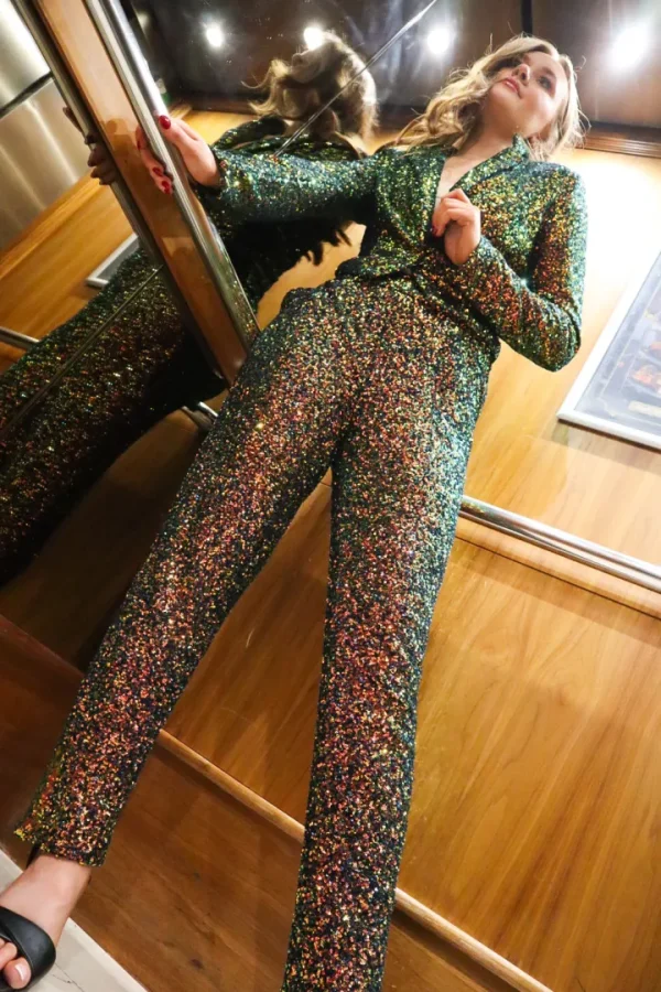 GoaGoa Pants<BENNY SEQUIN TROUSERS (EMERALD/BRONZE)