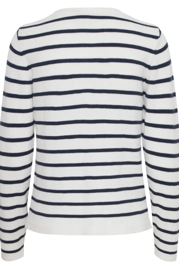 Ichi Jumpers & Cardigans<BEXLEY CARDIGAN (WHITE/ NAVY)