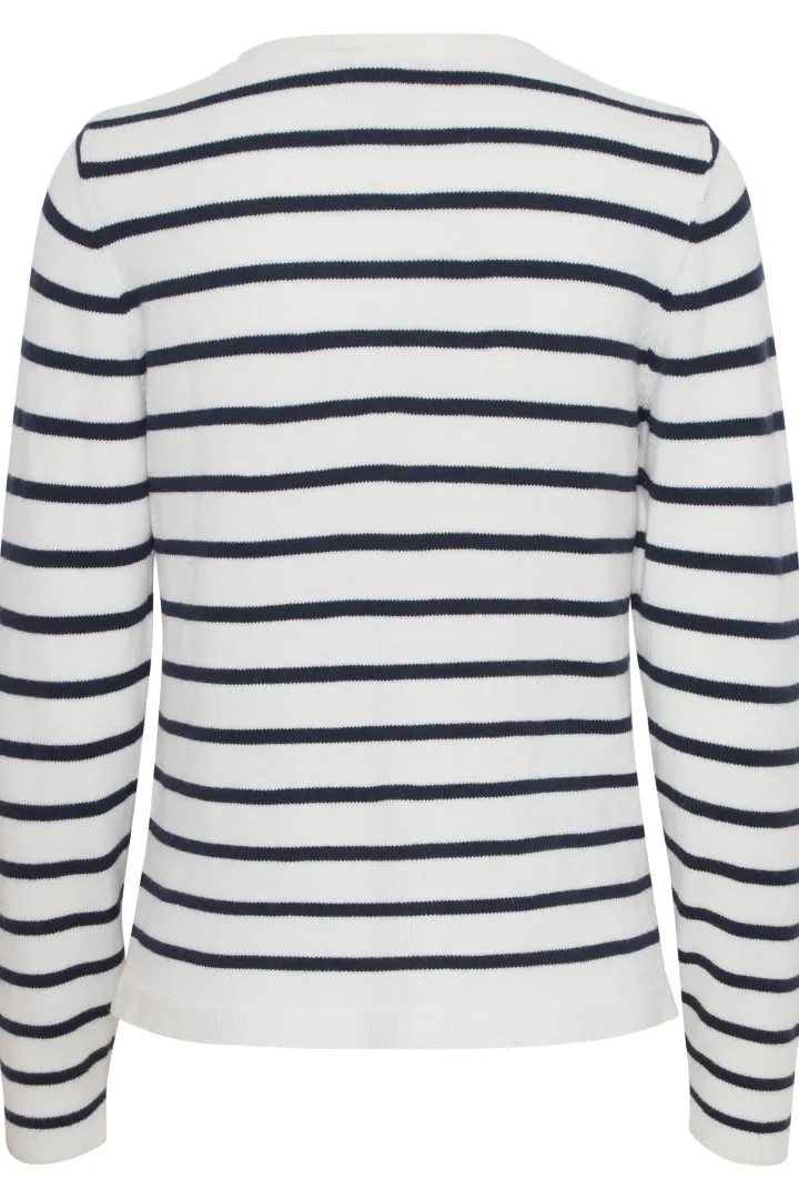 bexley_cardigan_white_nav_4.webp Ichi Jumpers & Cardigans<BEXLEY CARDIGAN (WHITE/ NAVY)