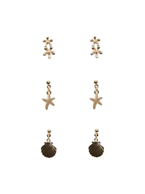 Pieces Jewellery<Bia 3 Pack Earrings (Gold)