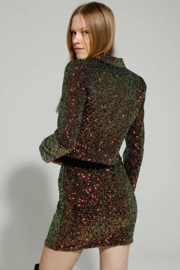 GoaGoa Jackets<BJORN SEQUIN CROPPED JACKET (EMERALD/BRONZE)