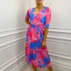 Kate & Pippa Occasionwear<Boho Midi Dress (Pink/Blue)