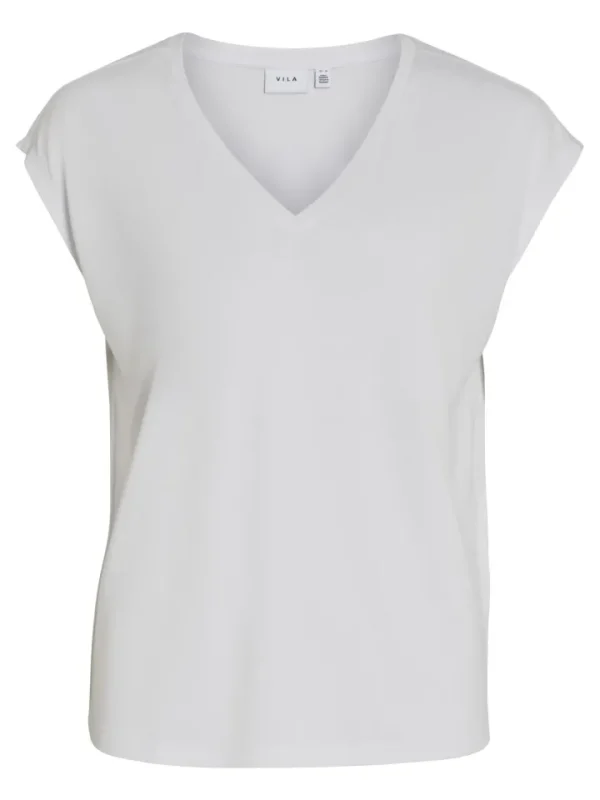 Vila T-Shirts<Bonnie V-Neck T-Shirt (Optical Snow)