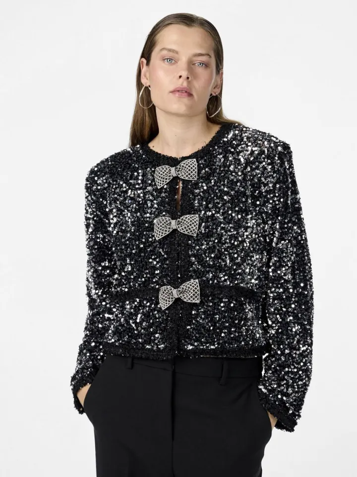 bow_sequin_jacket_black_5.webp Yas Jackets<Bow Sequin Jacket