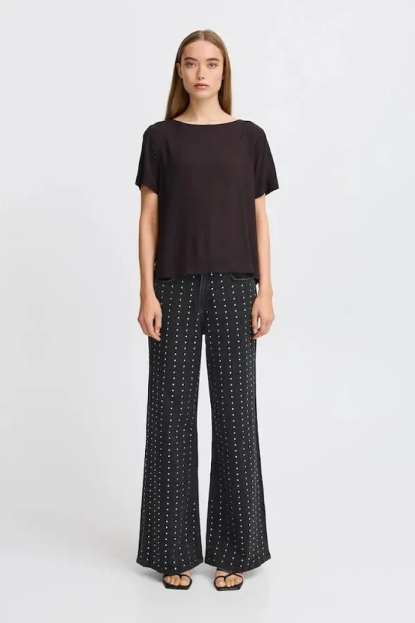 Ichi Pants | Jeans<Braidy Rhinestone Wide Leg Jeans (Washed )