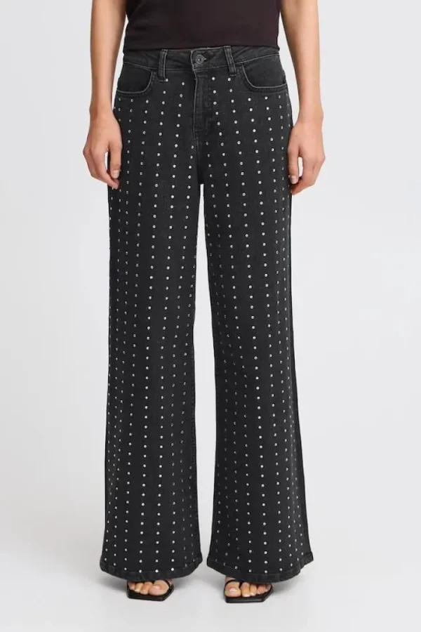 Ichi Pants | Jeans<Braidy Rhinestone Wide Leg Jeans (Washed )