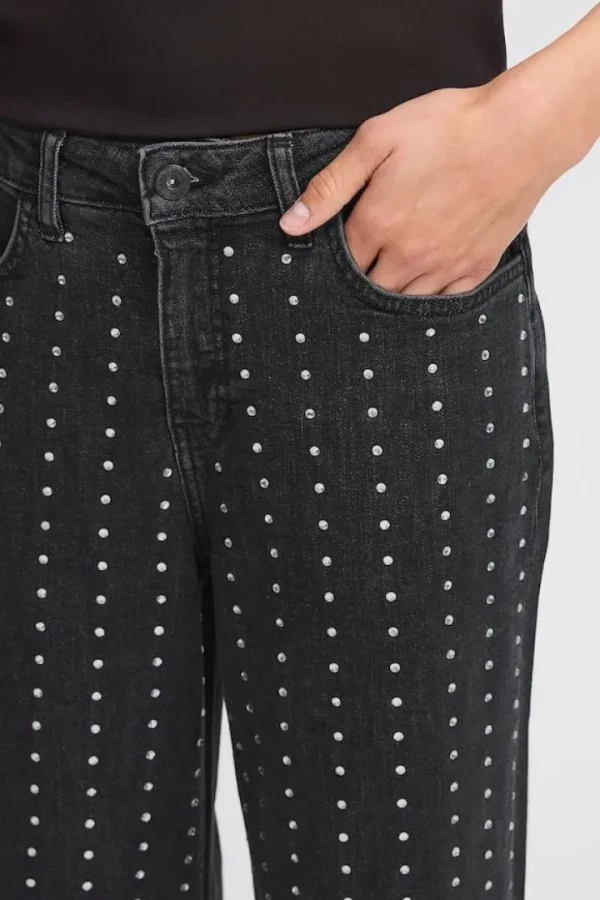 Ichi Pants | Jeans<Braidy Rhinestone Wide Leg Jeans (Washed )