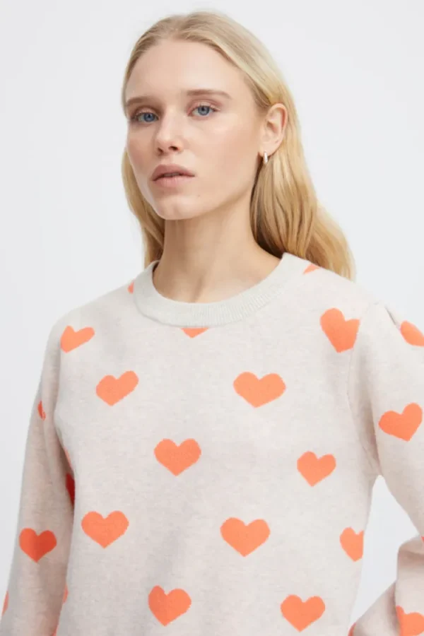 Ichi Jumpers & Cardigans<Brielle Jumper (Coral Heart)